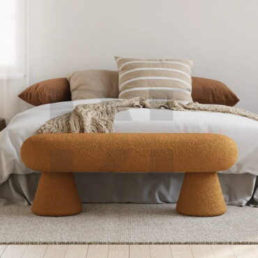Boucle Upholstered Long Bench