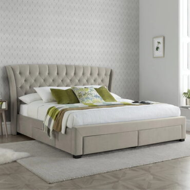 Best Custom Furniture UAE 28 Warm Stone Velvet Bed