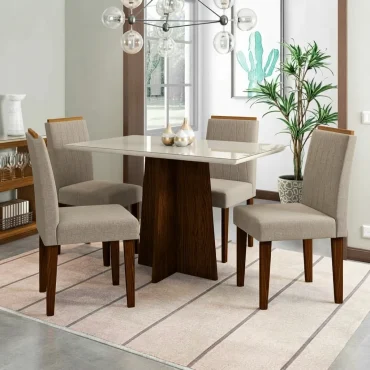 Best Custom Furniture UAE 38 4 Seater Geometric Pedestal Dining Set