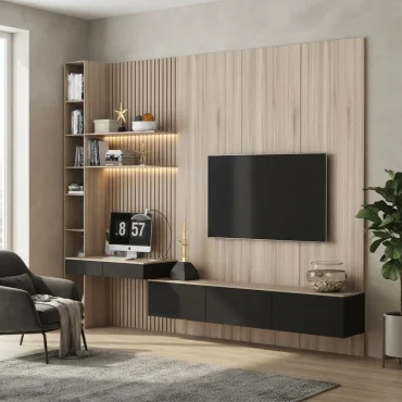 Fluted Panel Floating TV Wall Unit