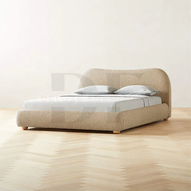 Curved Headboard Boucle Bed - Image 10