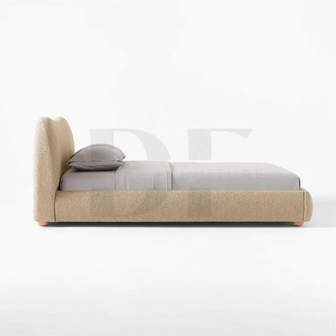 Curved Headboard Boucle Bed - Image 9