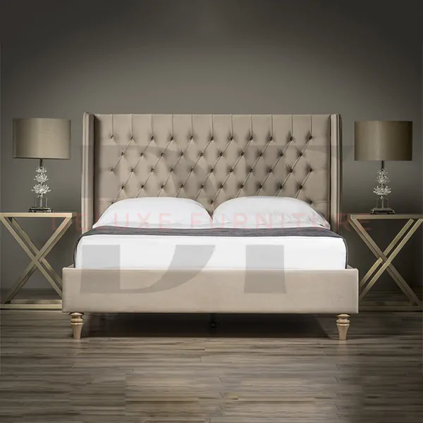 Winged Tufted Headboard Bed