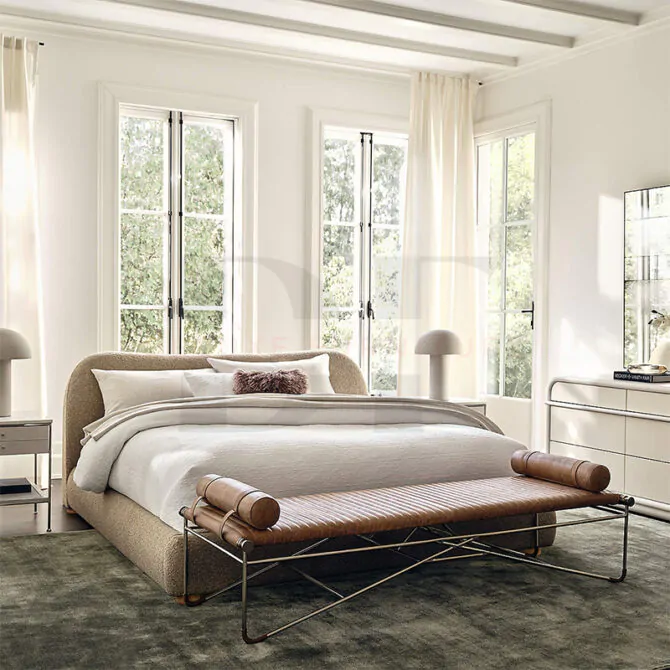 Curved Headboard Boucle Bed - Image 7