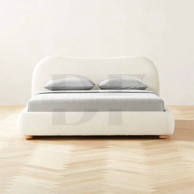 Curved Headboard Boucle Bed - Image 6