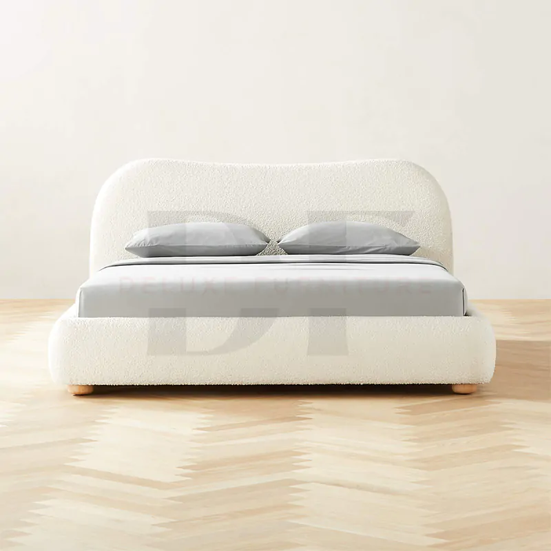 Curved Headboard Boucle Bed 6 Curved Headboard Boucle Bed - Image 6