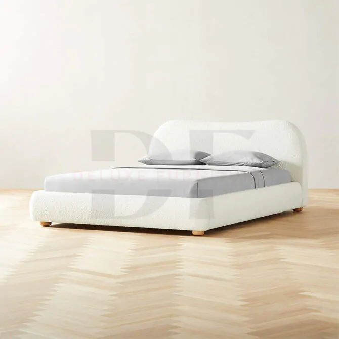 Curved Headboard Boucle Bed - Image 5