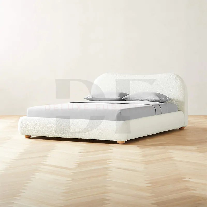 Curved Headboard Boucle Bed 5 Curved Headboard Boucle Bed - Image 5