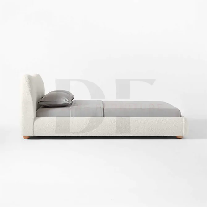 Curved Headboard Boucle Bed - Image 4