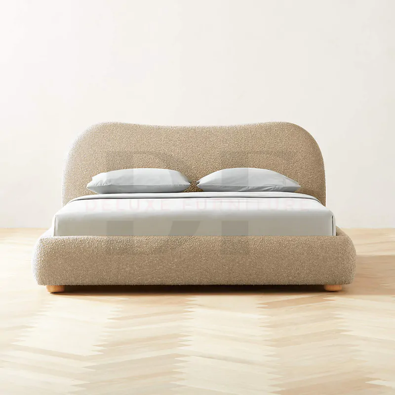 Curved Headboard Boucle Bed 2 Curved Headboard Boucle Bed - Image 2