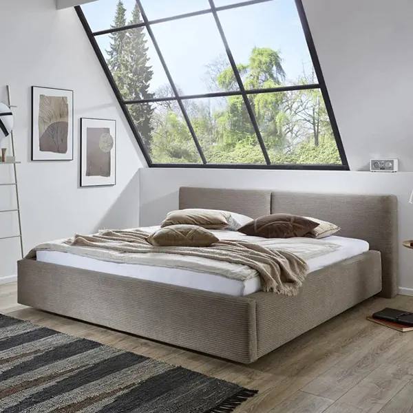 Lined Headboard Bed