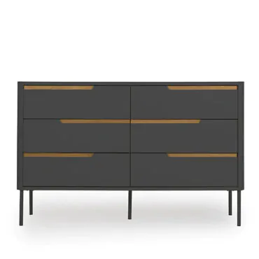 Contemporary Chest of 6 Gray Drawers