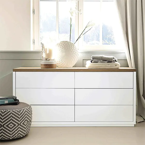 Cool White Chest of 6 Drawers