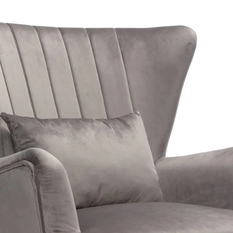 Velvet Wingback Chair - Image 4