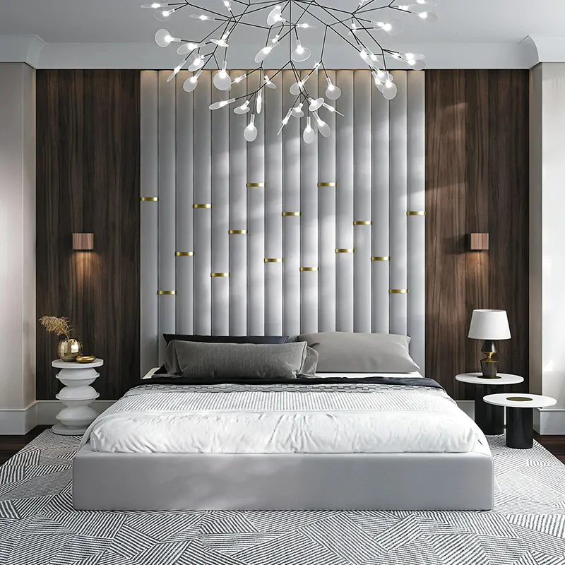 Channel Upholstered Wall Panel Bed