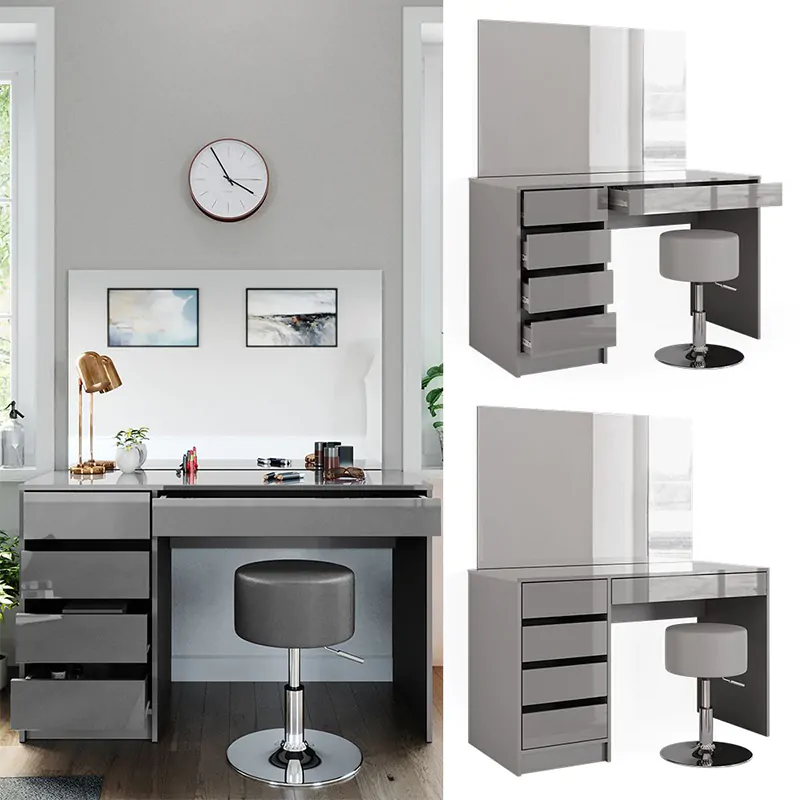 Glossy Dressing Table With Mirror 3 Glossy Dressing Table With Mirror - Image 3