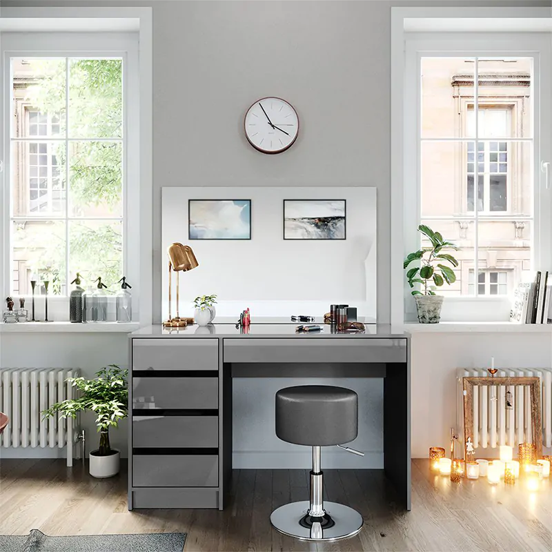Glossy Dressing Table With Mirror 1 Glossy Dressing Table With Mirror