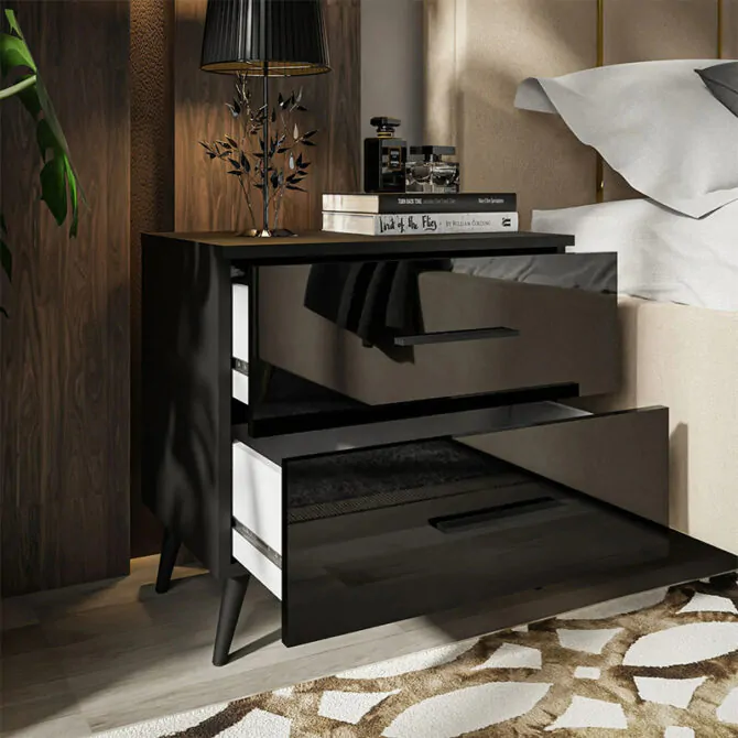 Glossy Black Nightstand