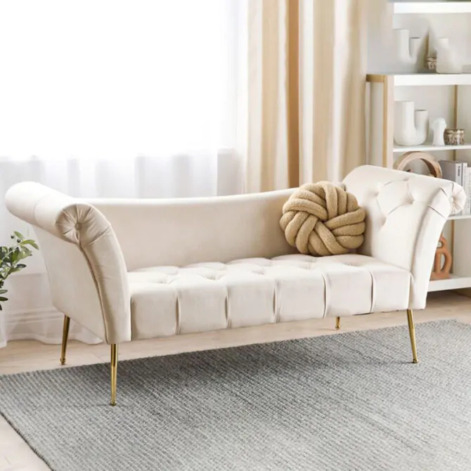 Rolled tufted chaise Lounge 1