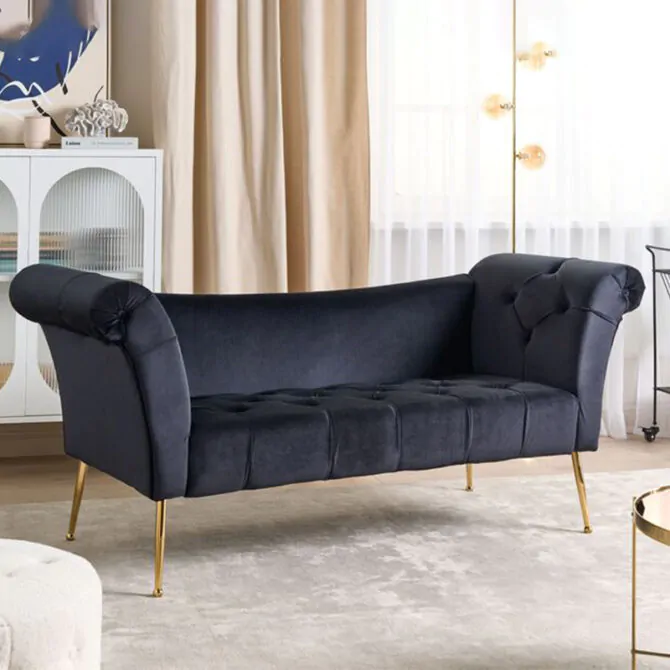 Rolled tufted chaise Lounge 2