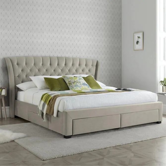 Warm Stone Velvet Bed
