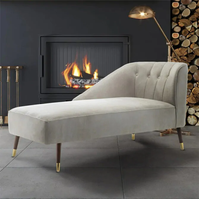 button tufted chaise lounge