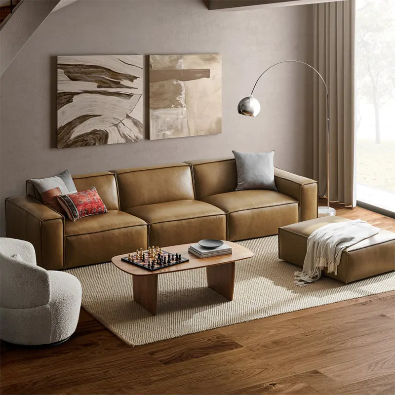 Extended Leather Sectional Sofa