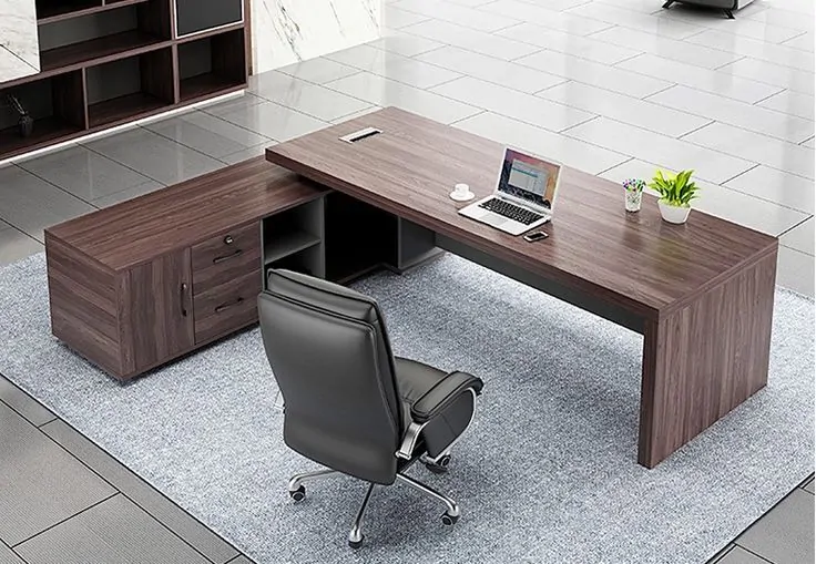 Contemporary L-Shaped Executive Office Desk